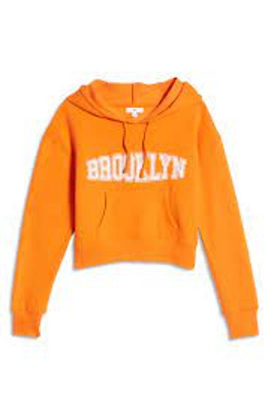 Bp. City Crop Fleece Hoodie in Orange, Size L